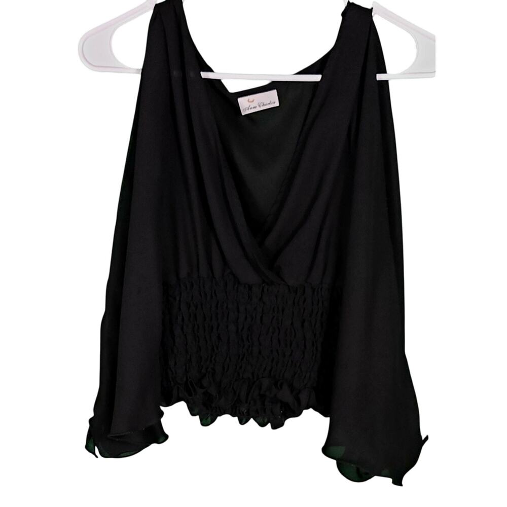 Anne Charles Women's Sheer Boho Blouse, Black Size Small